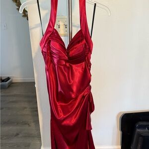 Elegant Red Satin Dress